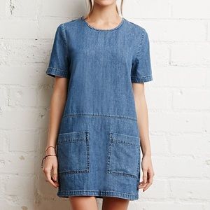 Pocket Denim Shift Dress
